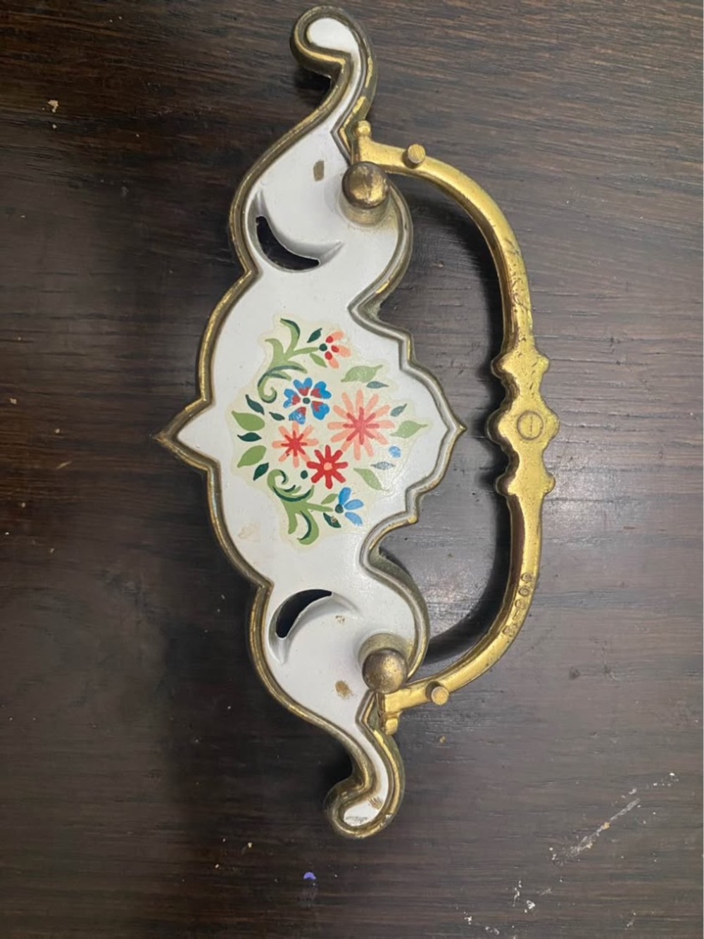 Set of Three Decorative Floral White and Gold Drawer Pull - Elegant Home Accent